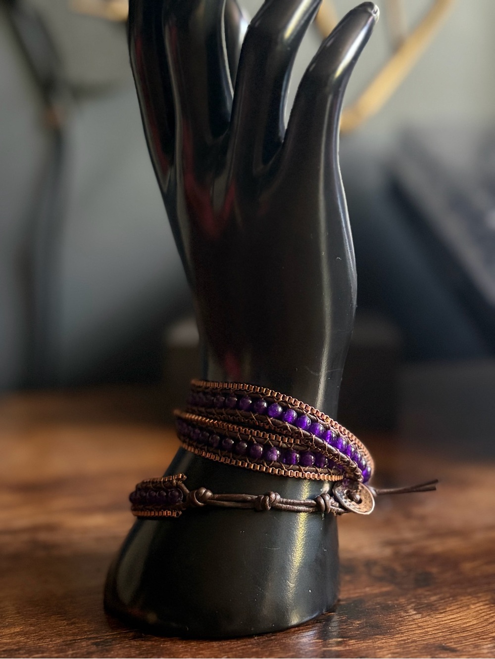 Handcrafted Purple Beaded Wrap Bracelet - Women Jewelry